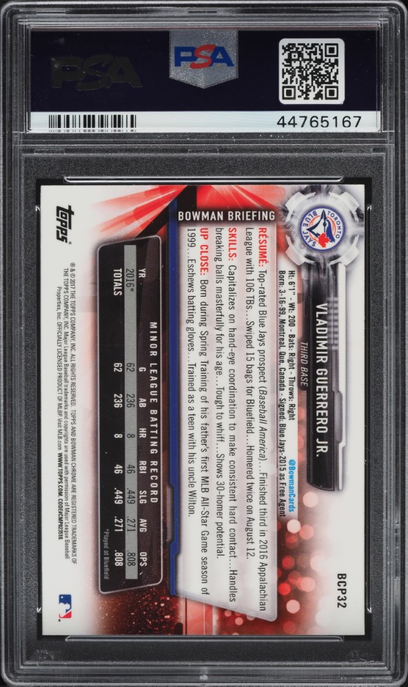 2017 Bowman Chrome Mega Box Vladimir Guerrero Jr. ROOKIE #BCP32 PSA 10 GEM MINT