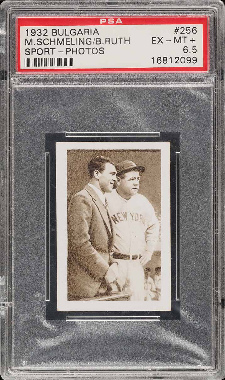 1932 Bulgaria Sport Photo Babe Ruth & Max Schmeling #256 PSA 6.5 EXMT+