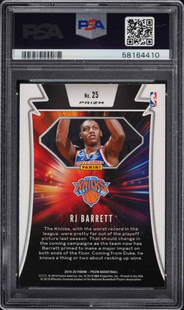 2019 Panini Prizm Far Out! Silver Prizms Rj Barrett ROOKIE #25 PSA