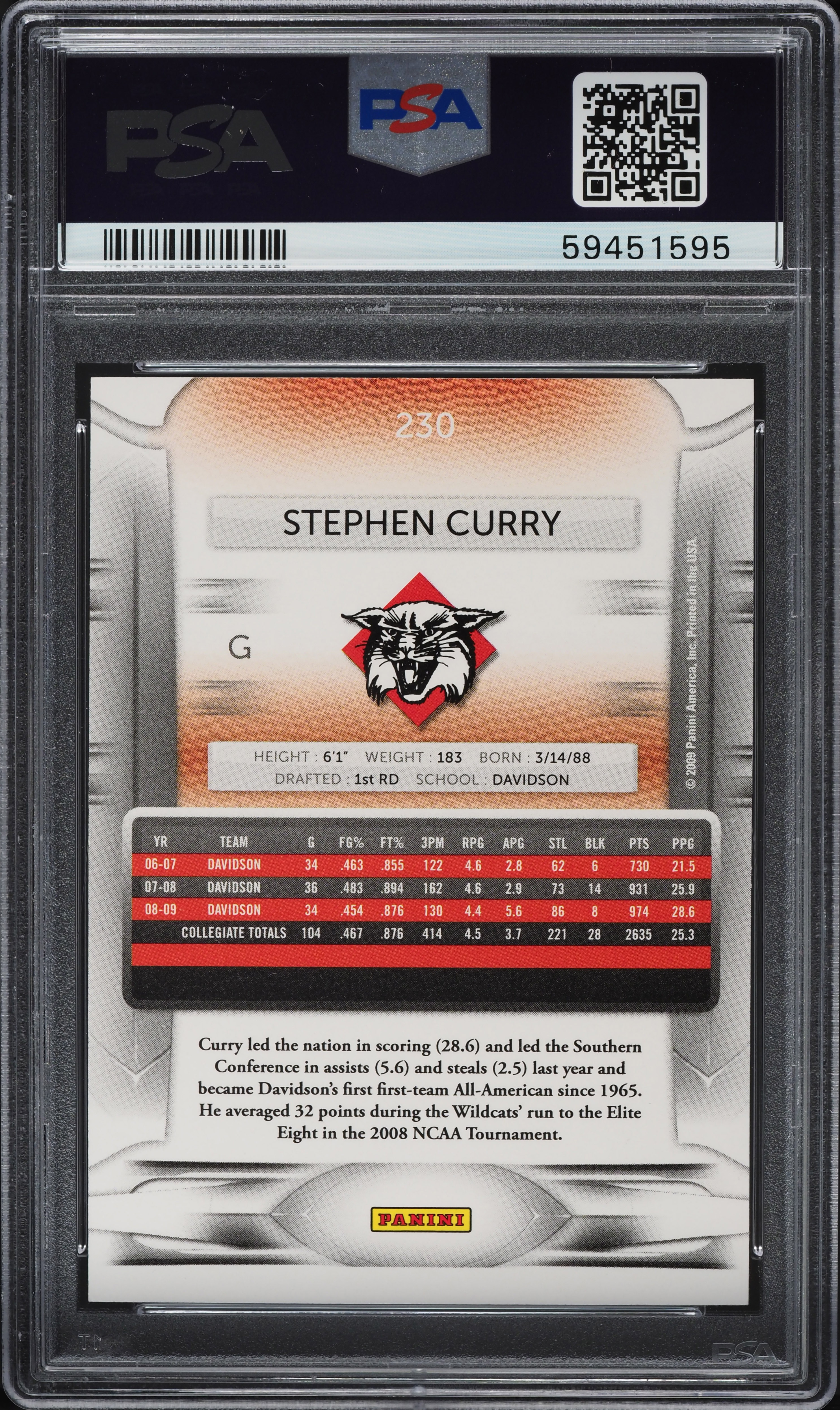 2009 Panini Prestige Stephen Curry ROOKIE #230 PSA 10 GEM MINT on