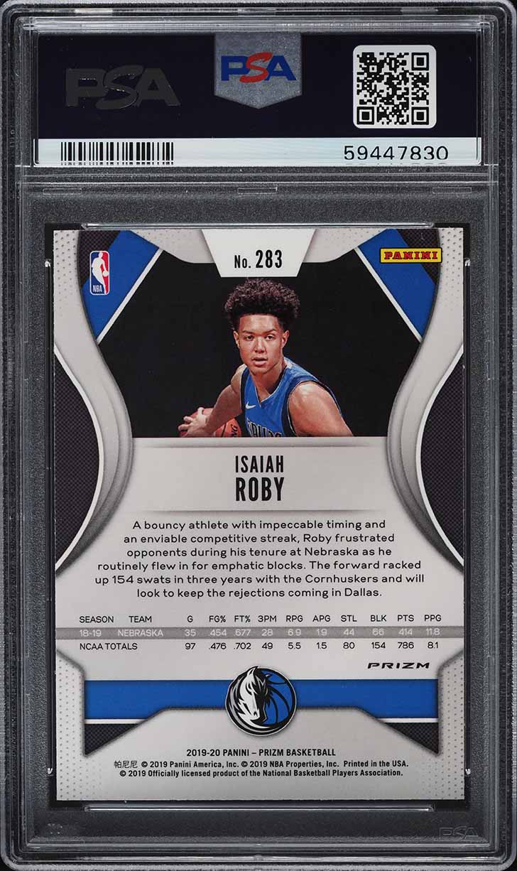 2019 Panini Prizm Choice Tiger Stripe Isaiah Roby ROOKIE #283 PSA 9 MINT