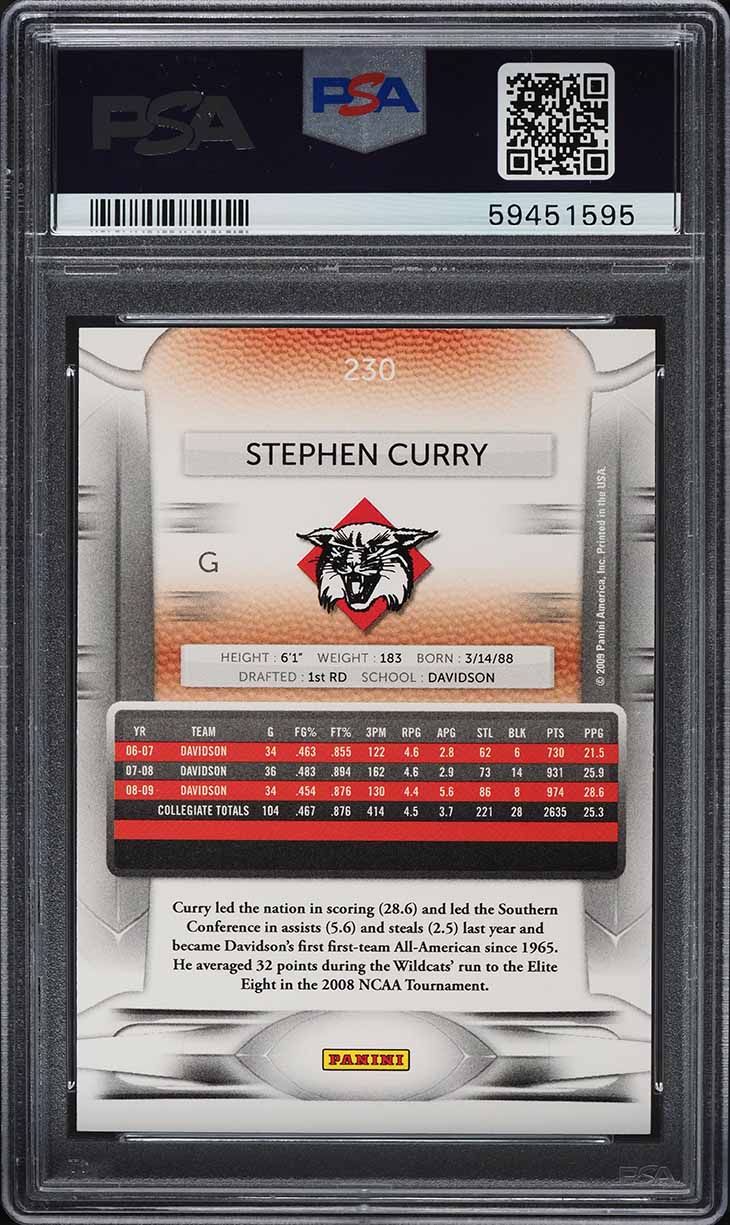 2009 Panini Prestige Stephen Curry ROOKIE #230 PSA 10 GEM MINT on