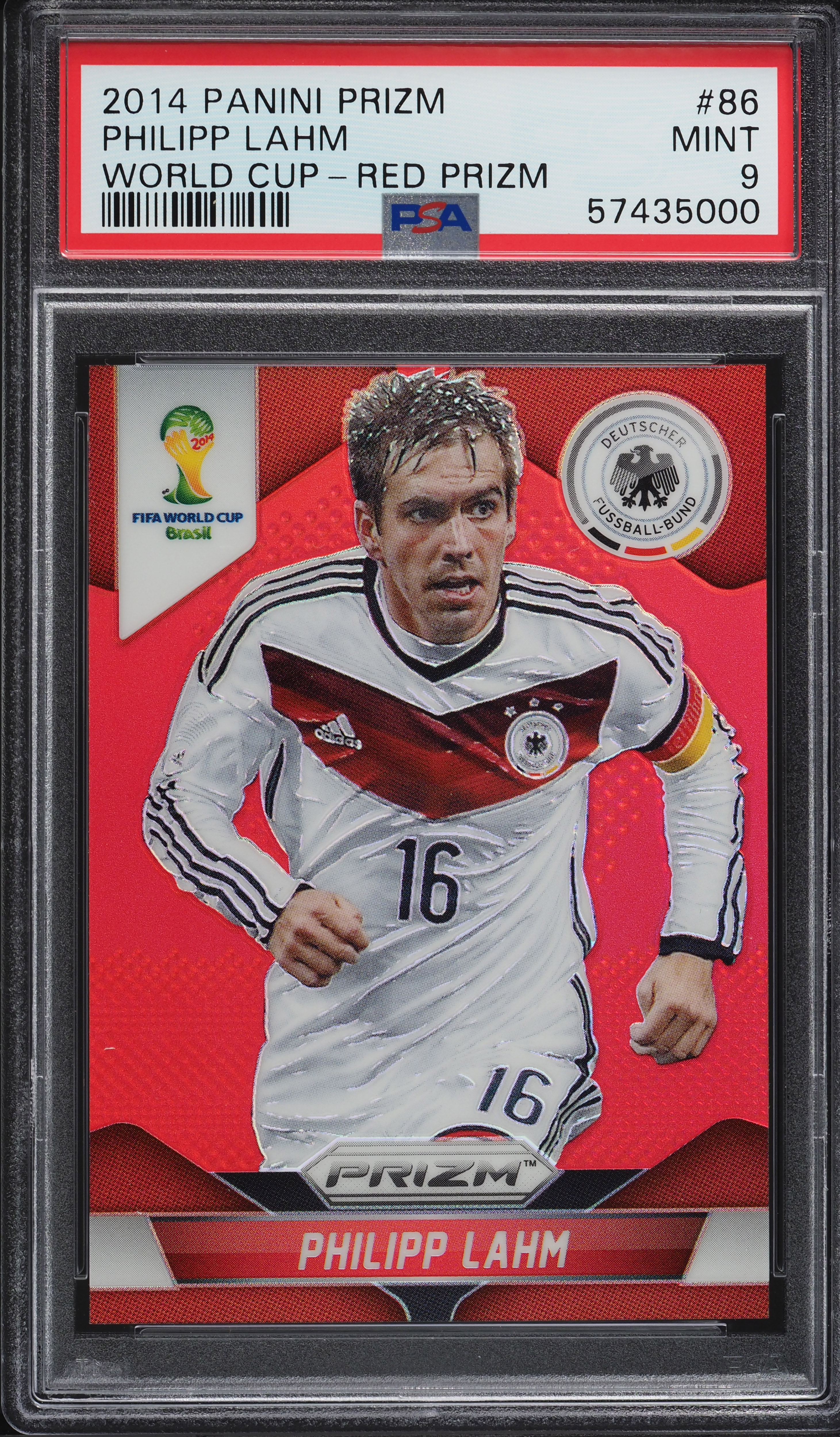 2014 Panini Prizm World Cup Red Prizms Philipp Lahm /149 #86 PSA 9