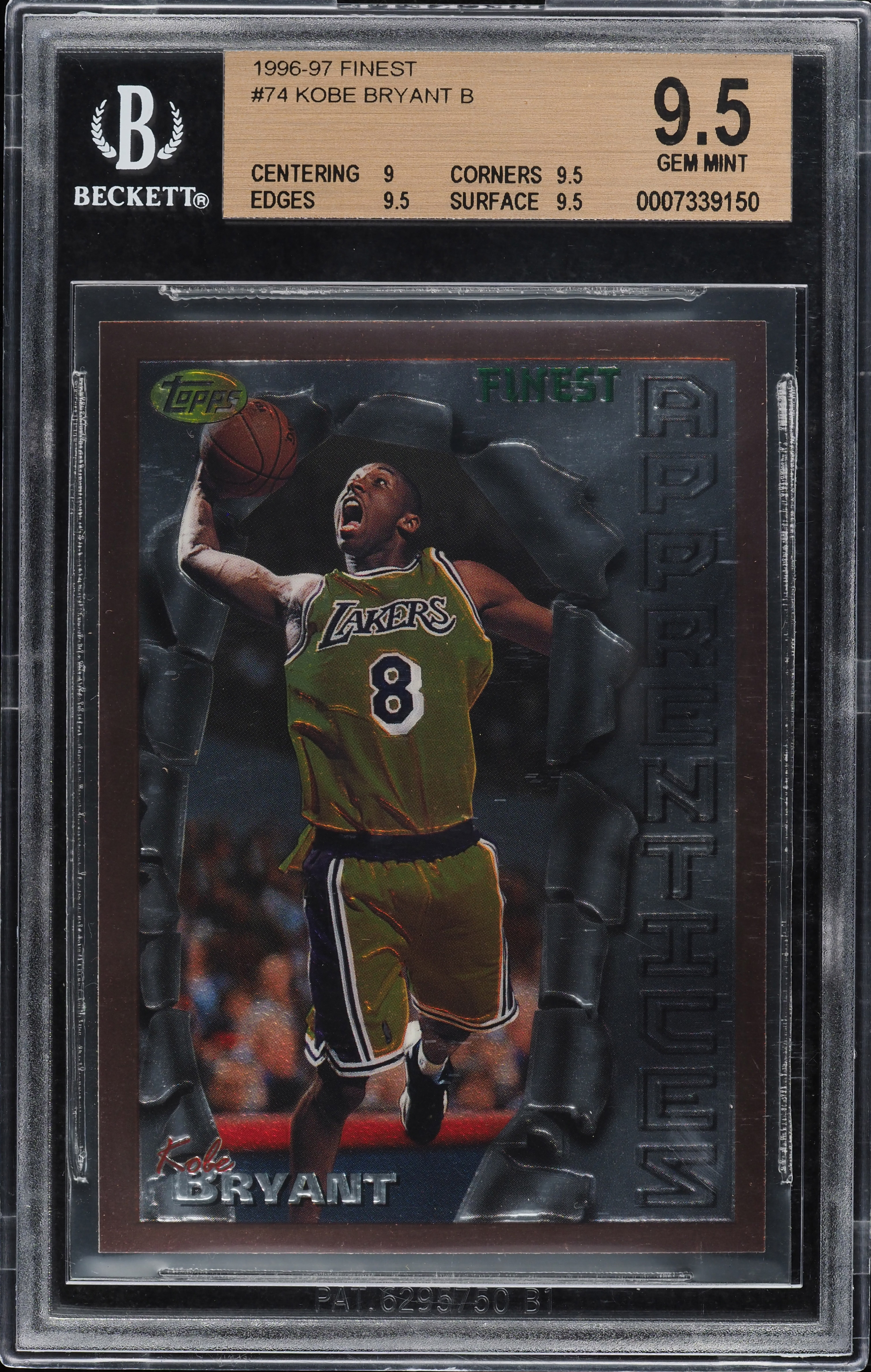 1996 Finest Basketball Kobe Bryant ROOKIE #74 BGS 9.5 GEM MINT on 