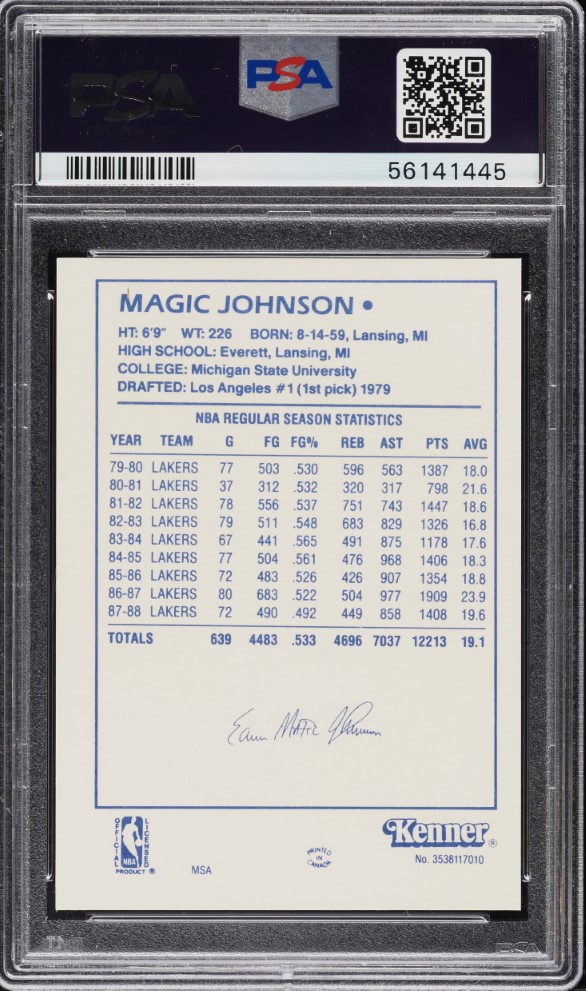 1988 Kenner Starting Line-Up Magic Johnson PSA 10 GEM MINT
