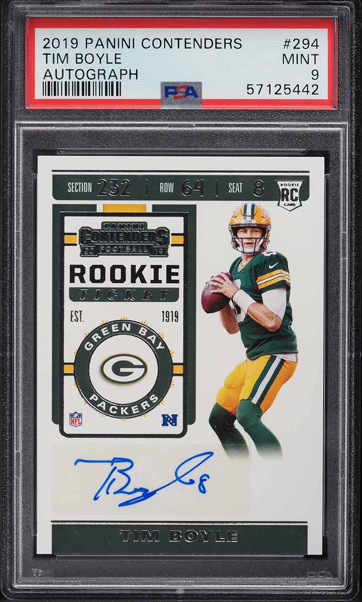 2019 Panini Contenders Tim Boyle ROOKIE AUTO #294 PSA 9 MINT