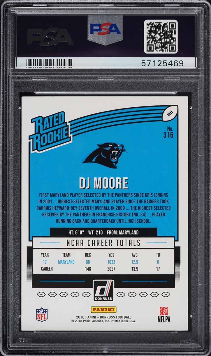 2018 Donruss Football DJ Moore ROOKIE #316 PSA 9 MINT