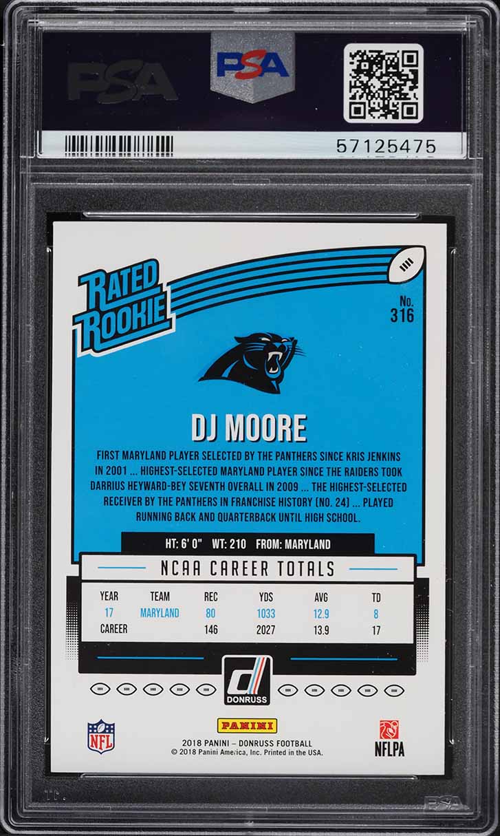 2018 Donruss Football DJ Moore ROOKIE #316 PSA 8 NM-MT