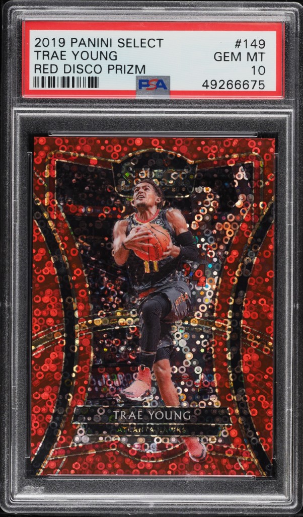 2019 Select Premier Level Red Disco Prizm Trae Young /49 #149 PSA 10 GEM MINT