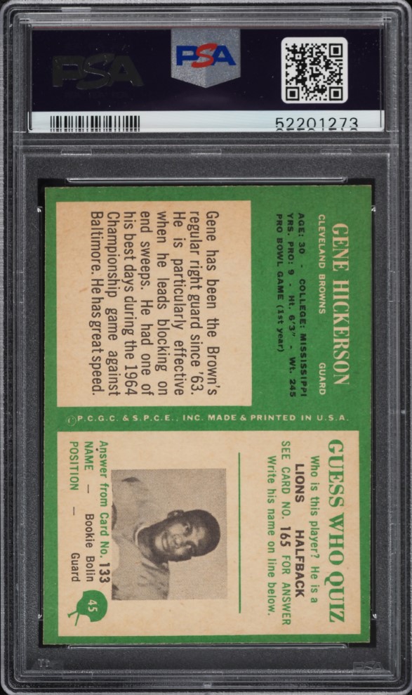 1966 Philadelphia Gene Hickerson ROOKIE #45 PSA 8 NM-MT