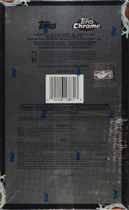 2003-04 Topps Chrome Basketball Factory Sealed Hobby Box, LeBron James RC?