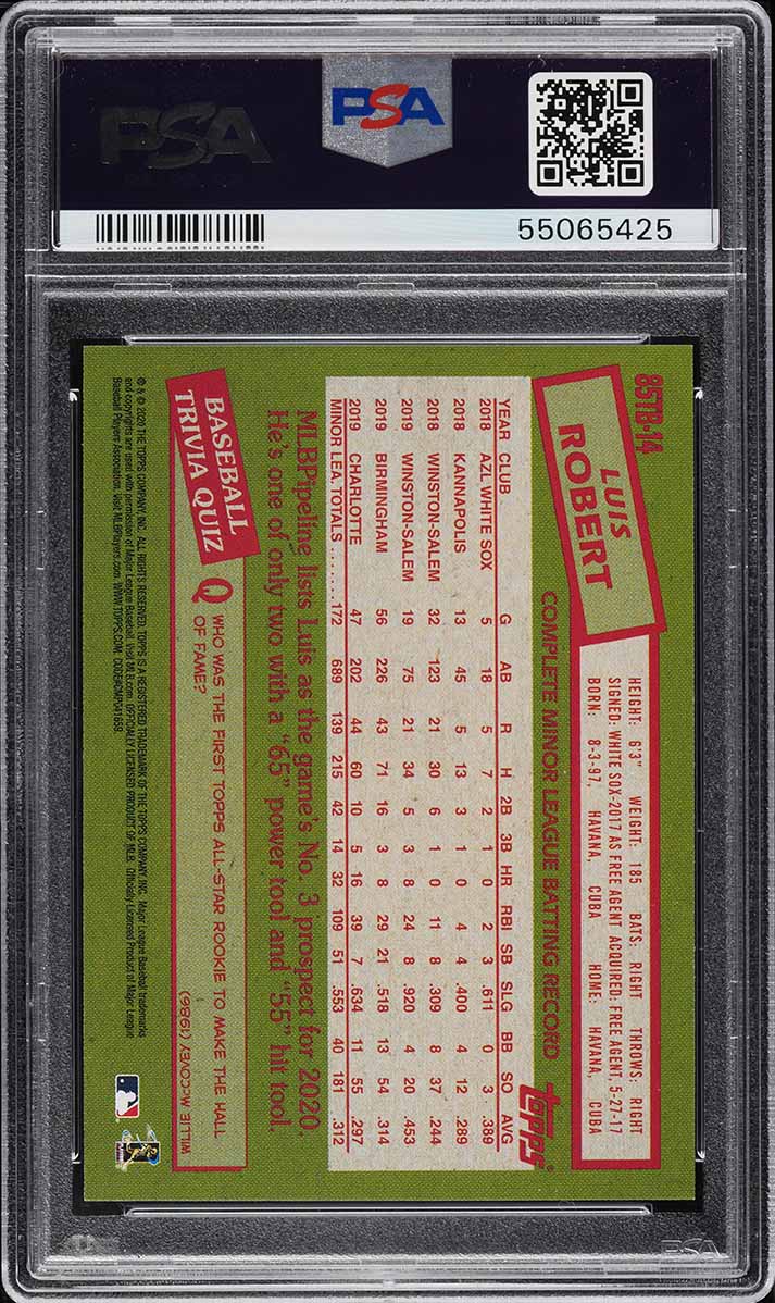 2020 Topps Update '85 Luis Robert ROOKIE #85TB-14 PSA 10 GEM MINT