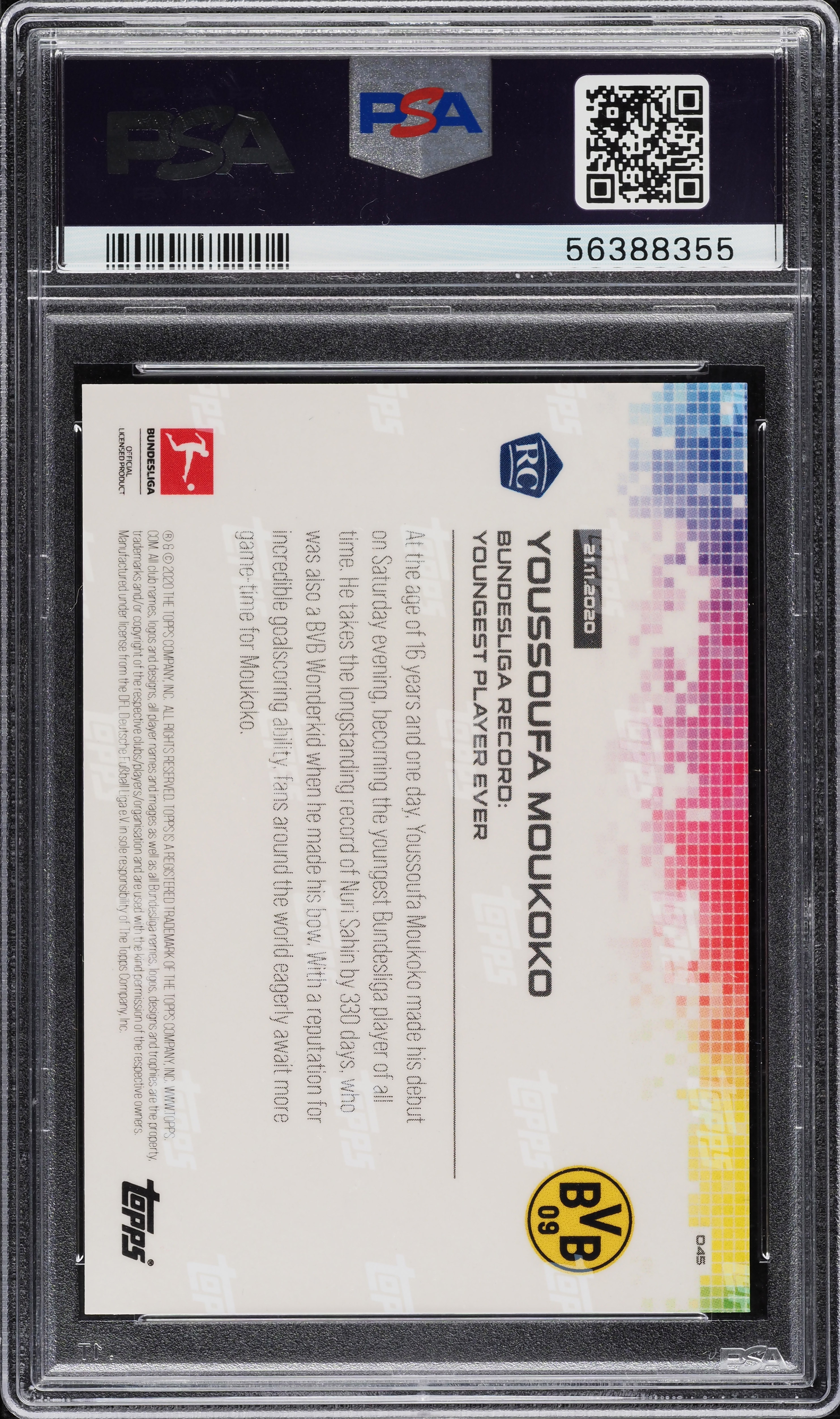 2020 Topps Now Bundesliga Youssoufa Moukoko ROOKIE #45 PSA 10 GEM