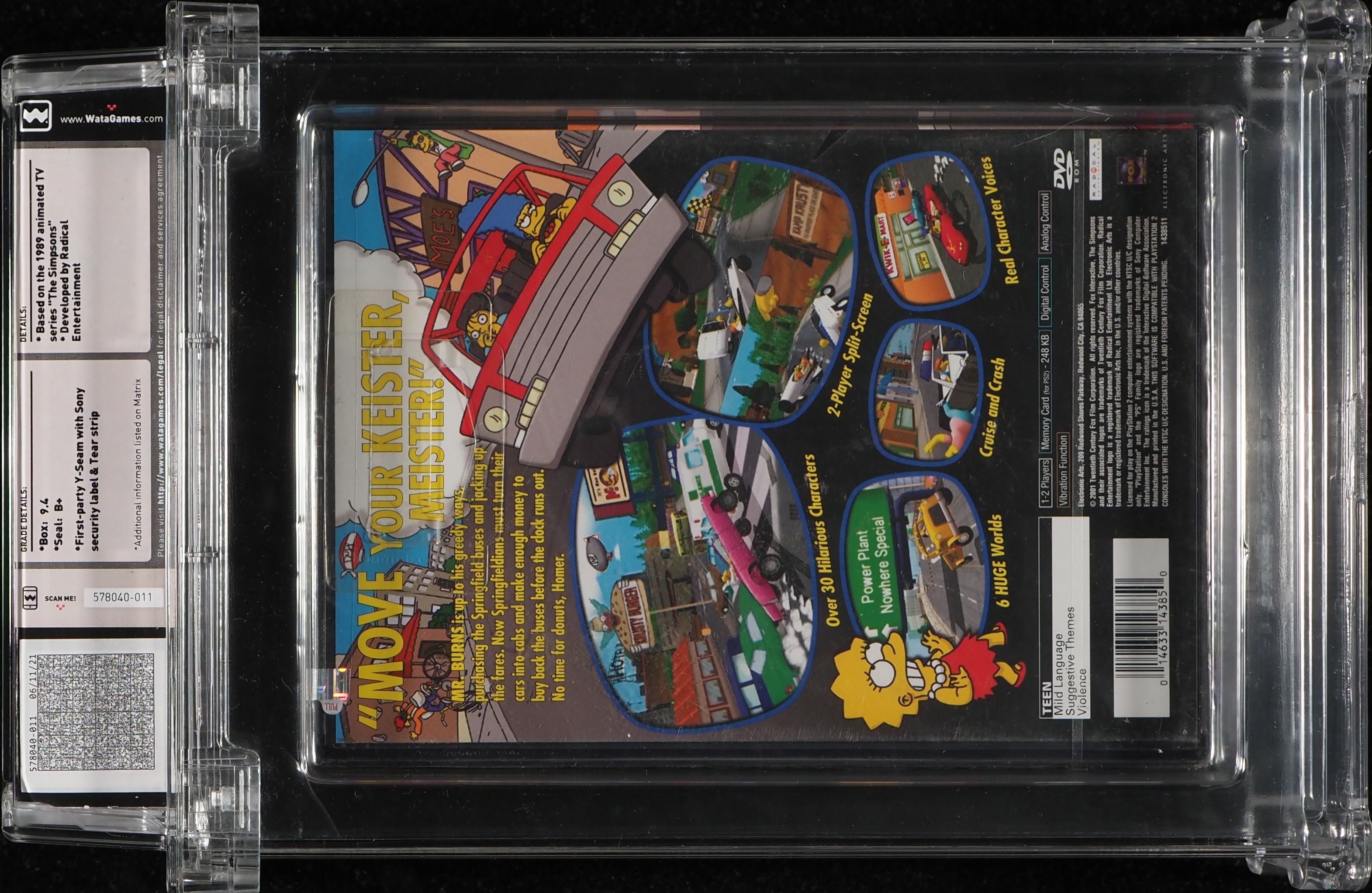 2001 Sony Playstation 2 PS2 The Simpsons: Road Rage WATA 9.4 B+ on