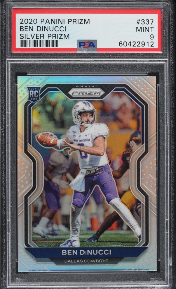 2020 Panini Prizm Silver Prizms Ben DiNucci ROOKIE #337 PSA 9 MINT