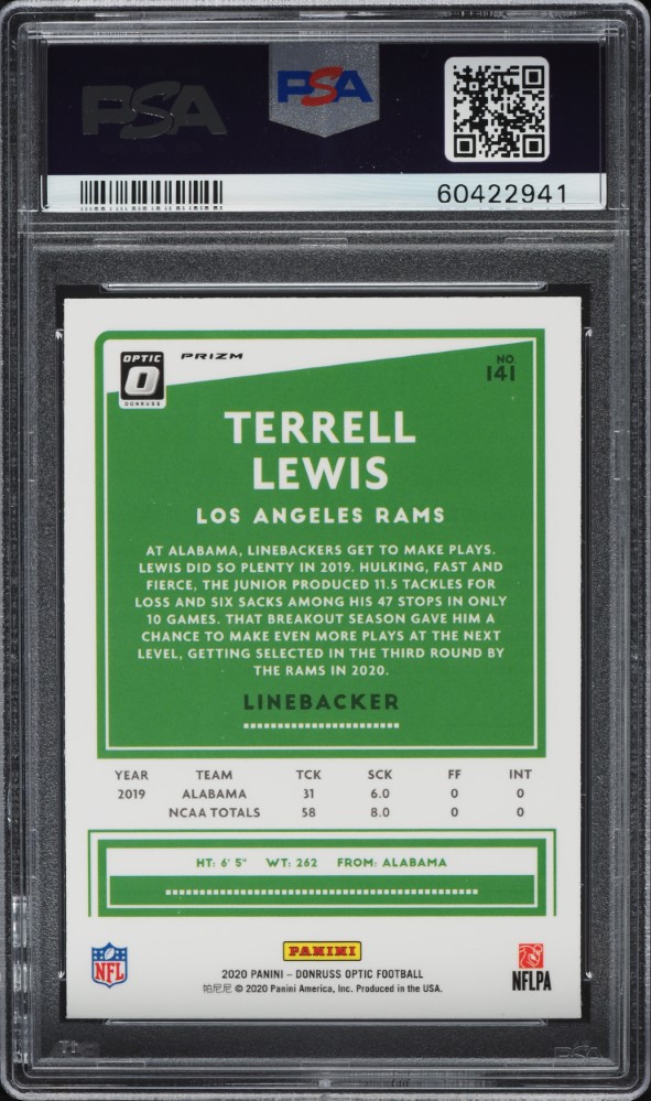 2020 Donruss Optic Holo Terrell Lewis ROOKIE #141 PSA 9 MINT