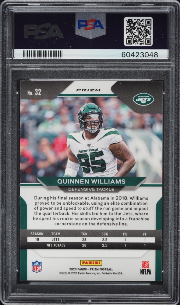 2020 Panini Prizm Silver Prizms Quinnen Williams #32 PSA 9 MINT