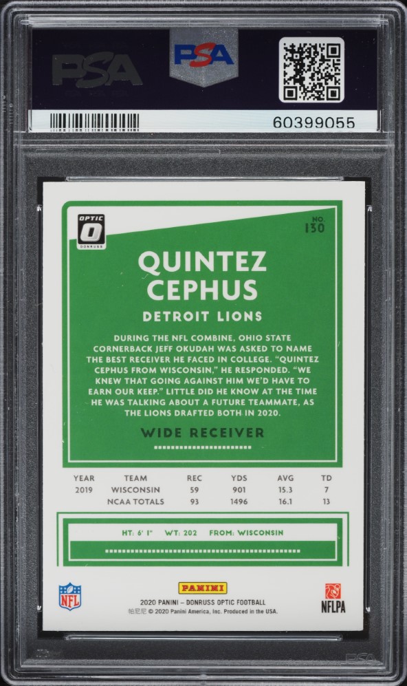 2020 Donruss Optic Quintez Cephus ROOKIE #130 PSA 9 MINT