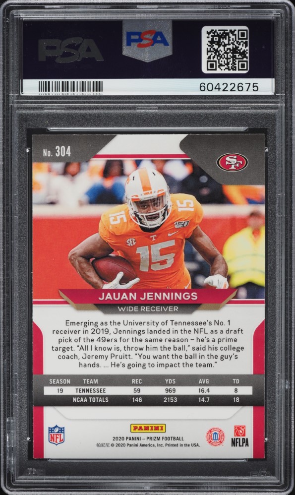 2020 Panini Prizm Jauan Jennings ROOKIE #304 PSA 9 MINT
