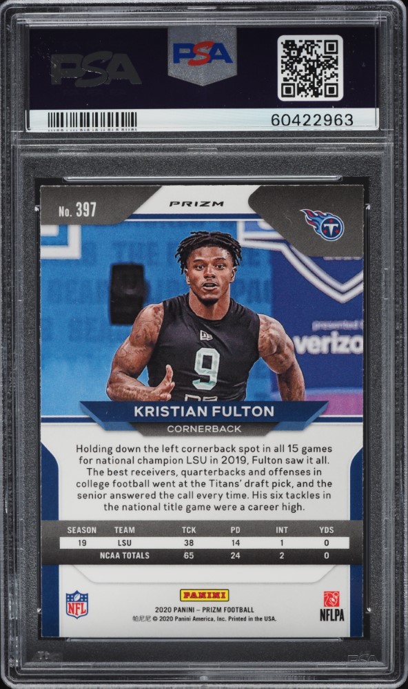 2020 Panini Prizm Silver Kristian Fulton ROOKIE #397 PSA 9 MINT