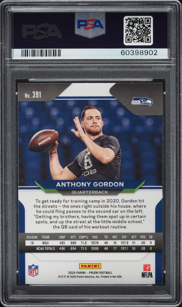 2020 Panini Prizm Anthony Gordon ROOKIE #391 PSA 9 MINT