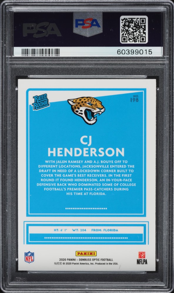 2020 Donruss Optic CJ Henderson ROOKIE #198 PSA 10 GEM MINT