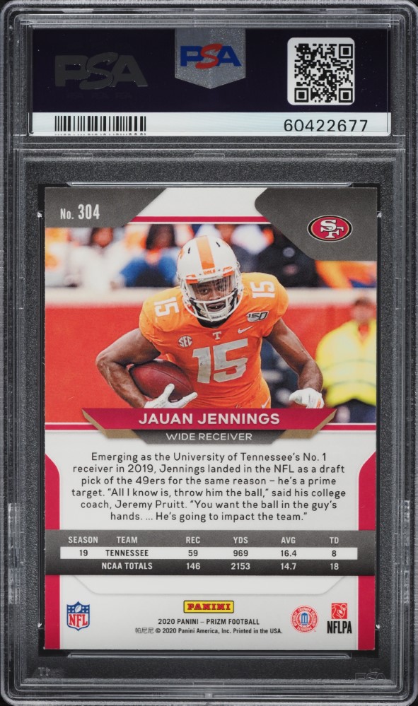 2020 Panini Prizm Jauan Jennings ROOKIE #304 PSA 9 MINT