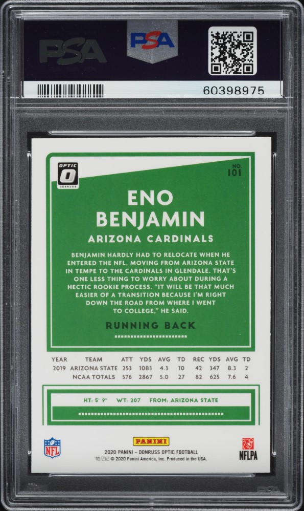 2020 Donruss Optic Eno Benjamin ROOKIE #101 PSA 10 GEM MINT