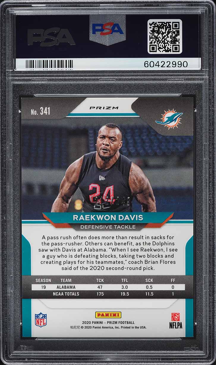 2020 Panini Prizm Orange Prizms Raekwon Davis ROOKIE /249 #341 PSA 9 MINT