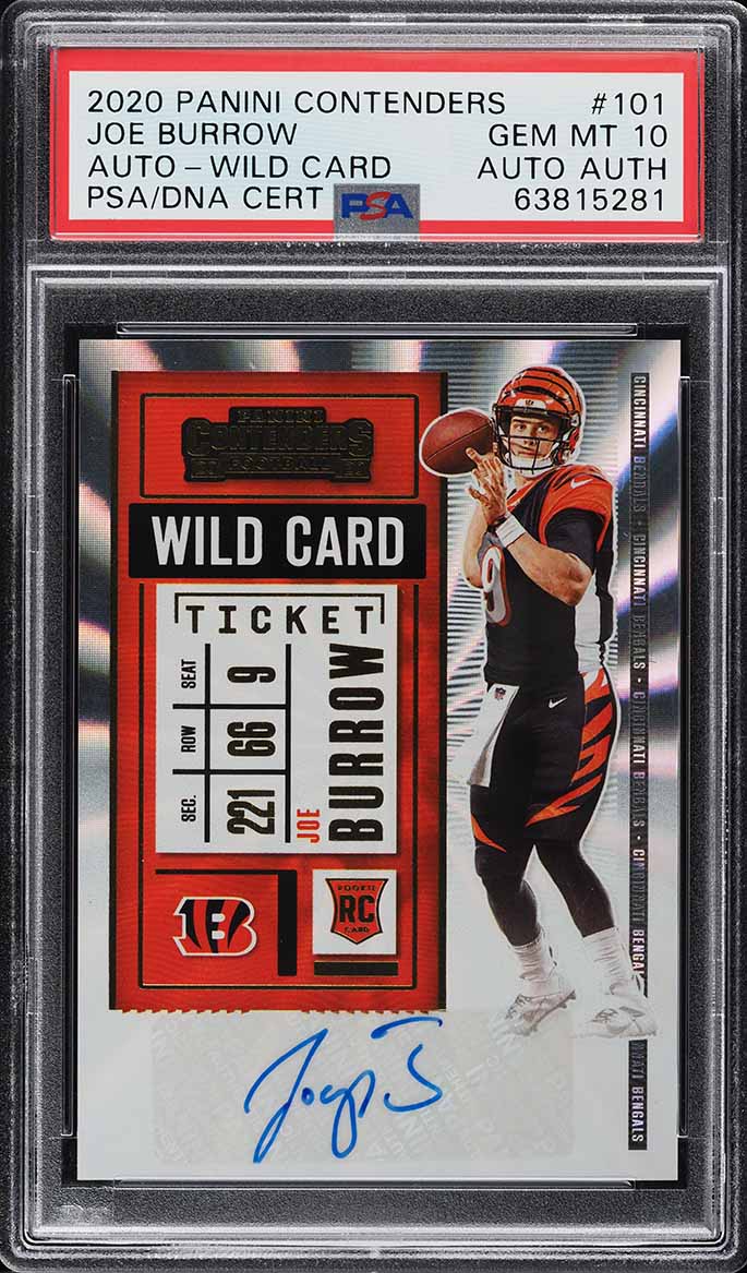 2020 Panini Contenders Wild Card Joe Burrow ROOKIE AUTO #101 PSA 10 GEM MINT