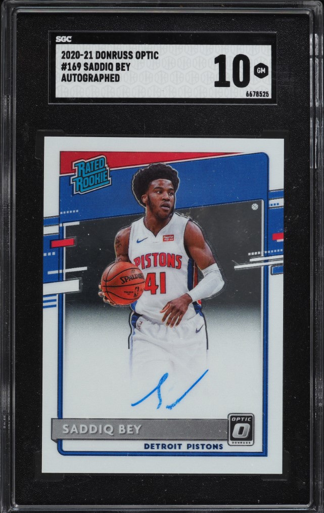2020 Donruss Optic Saddiq Bey ROOKIE AUTO #169 SGC 10 GEM MINT
