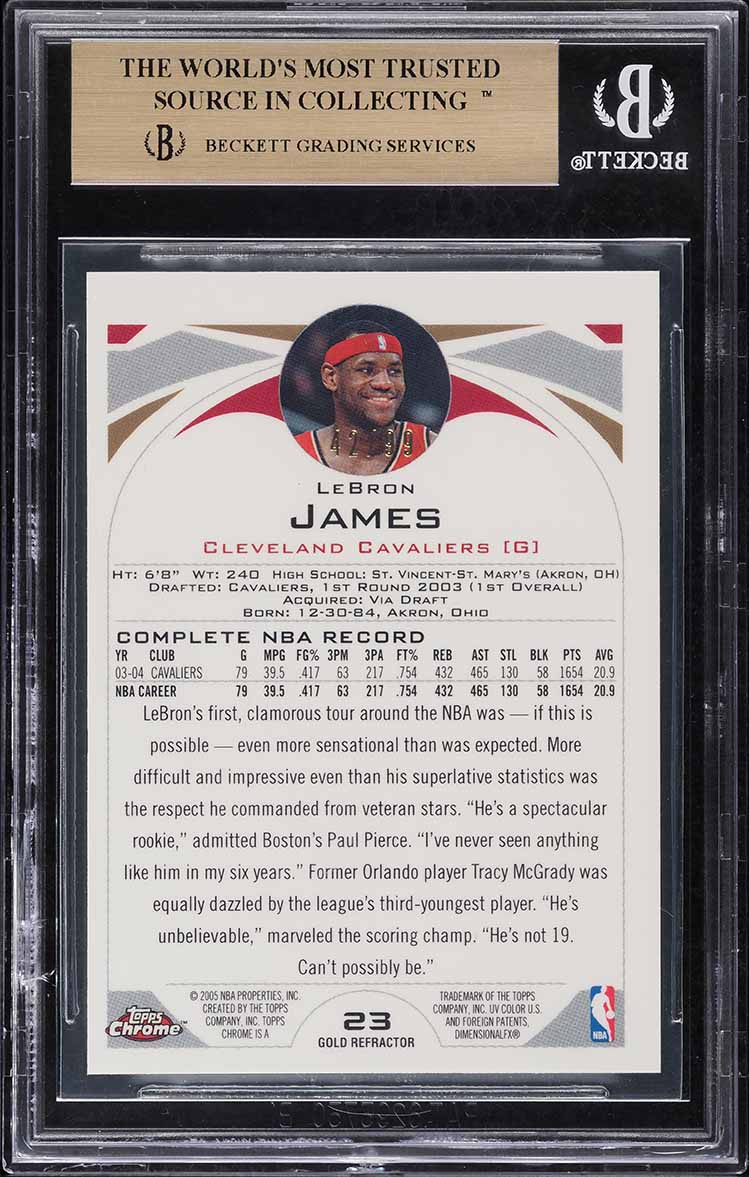 2004 Topps Chrome Gold Refractor LeBron James /99 #23 BGS 9.5 GEM MINT