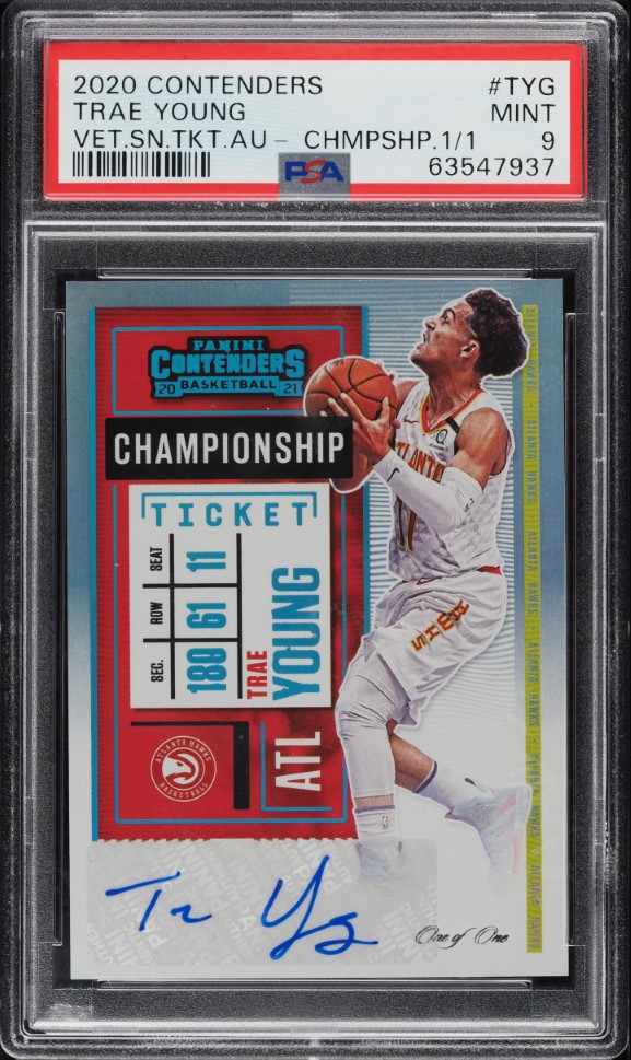 2020 Panini Contenders Veteran Championship Trae Young AUTO 1/1 #VS-TYG PSA 9