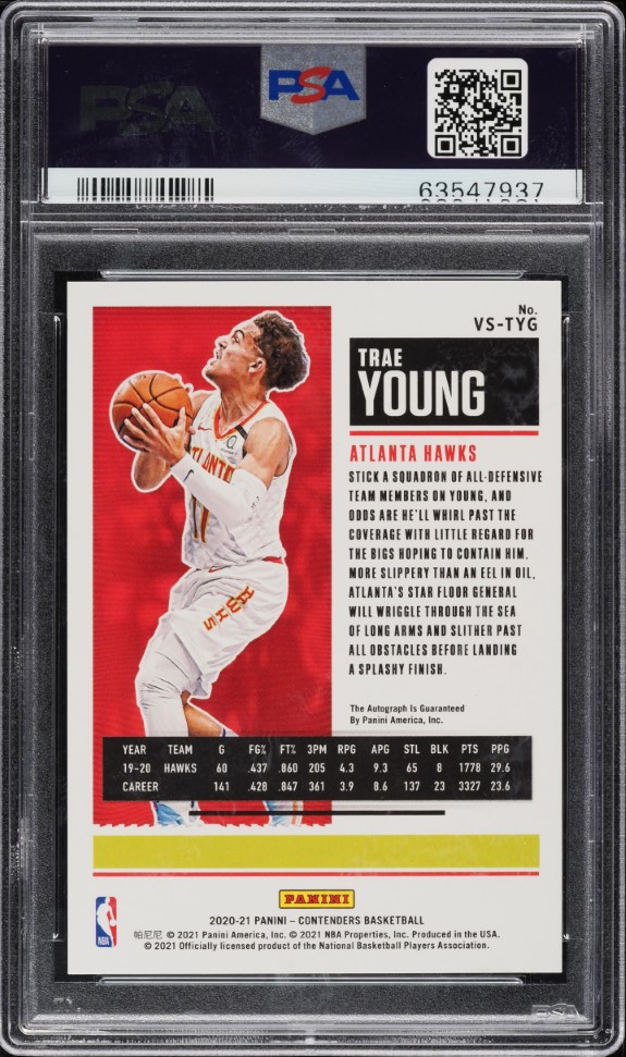 2020 Panini Contenders Veteran Championship Trae Young AUTO 1/1 #VS-TYG PSA 9