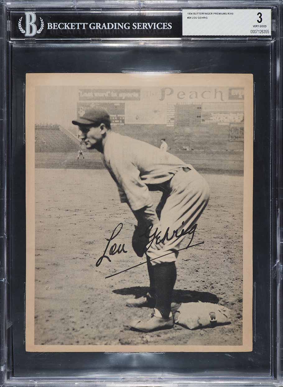1934 Butterfinger Premiums R310 Lou Gehrig #24 BGS 3 VG
