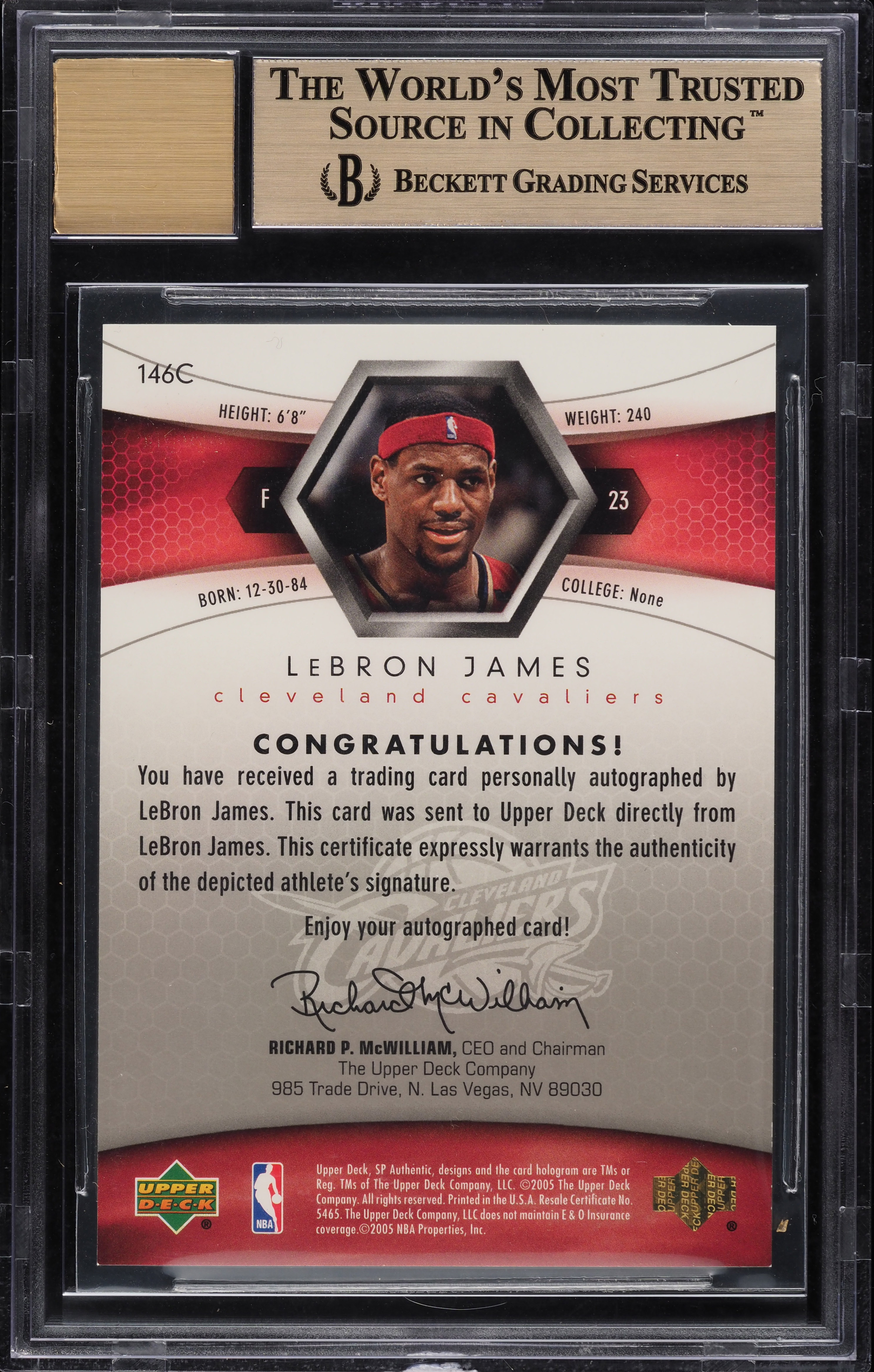 2004 SP Authentic LeBron James AUTO /10 #146C BGS 9.5 GEM MINT on