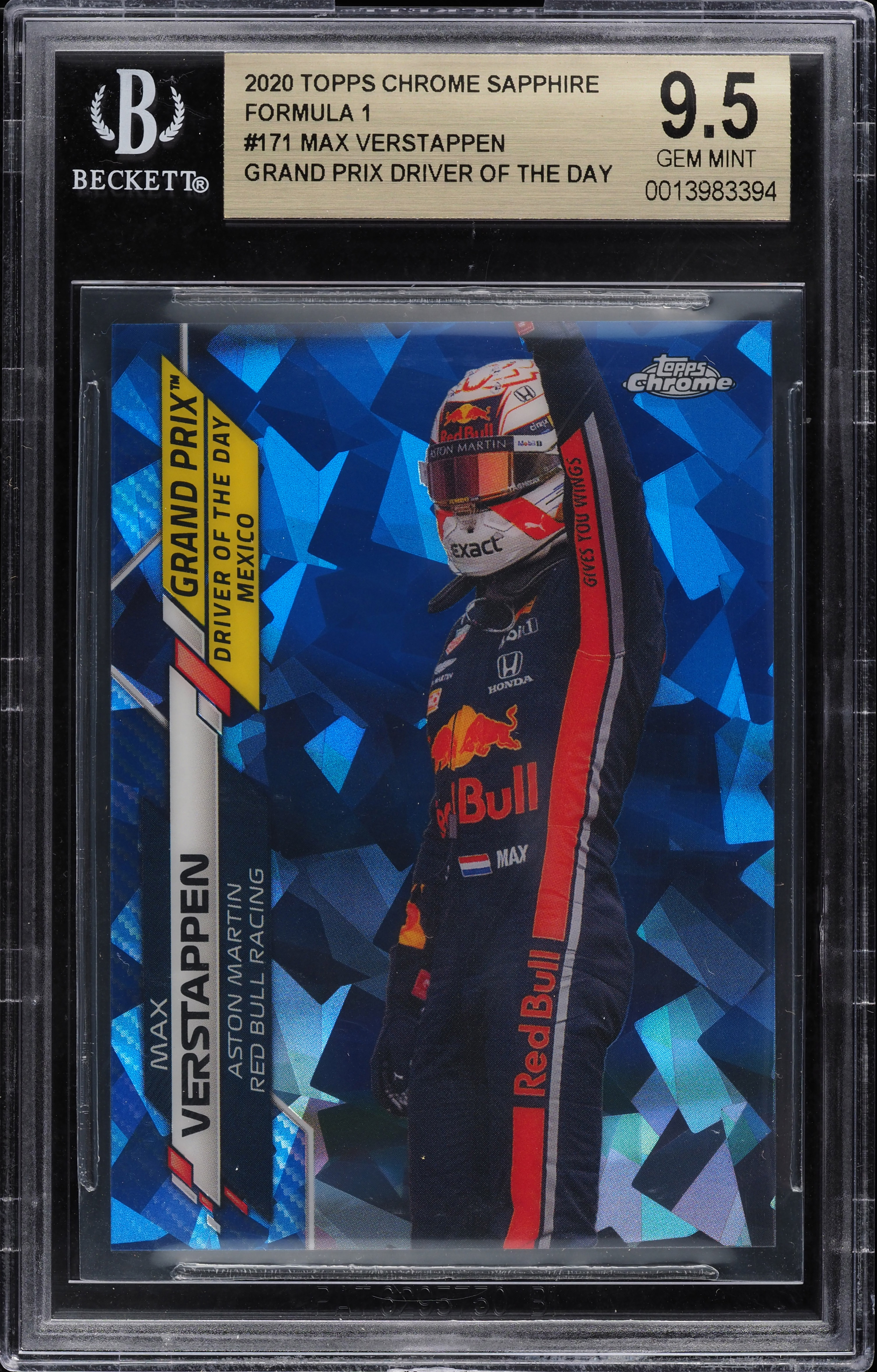 2020 Topps Chrome Sapphire Formula 1 F1 Max Verstappen #171 BGS