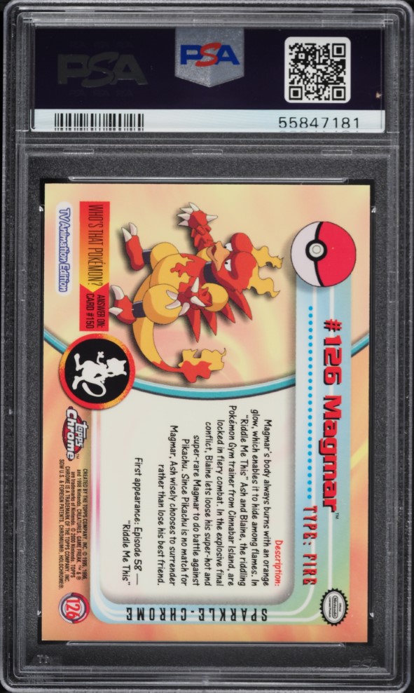 2000 Topps Chrome Pokemon Series 2 Sparkle Magmar #126 PSA 10 GEM MINT on Fanatics Collect 2000 Topps Chrome Pokemon Series 2 Sparkle Magmar #126 PSA 10 GEM MINT on Fanatics Collect