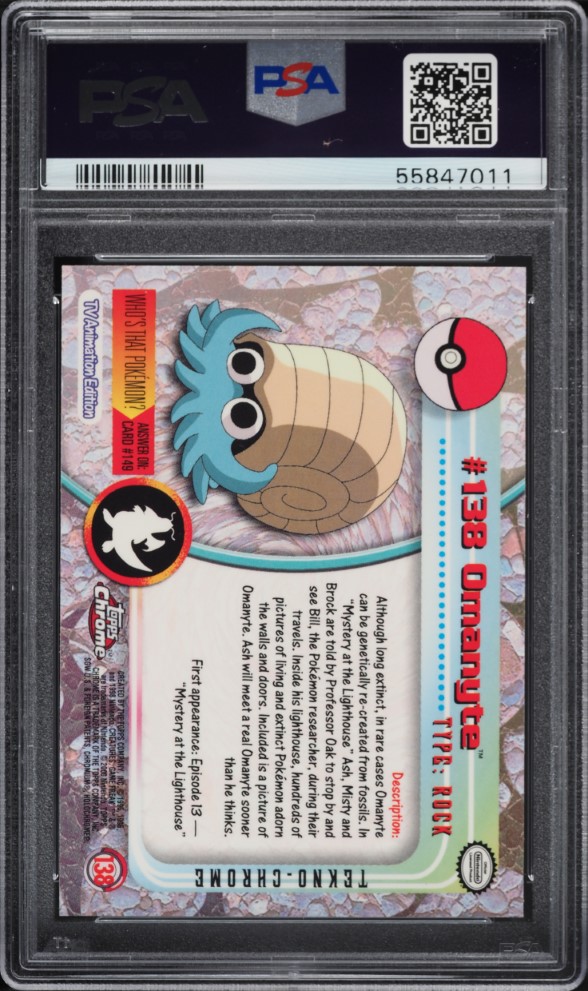 2000 Topps Chrome Pokemon Series 2 Tekno Omanyte #138 PSA 10 GEM MINT