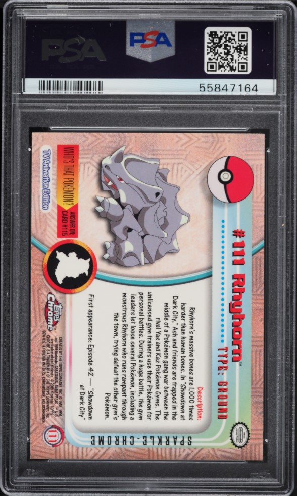 2000 Topps Chrome Pokemon Series 2 Sparkle Rhyhorn #111 PSA 10 GEM MINT