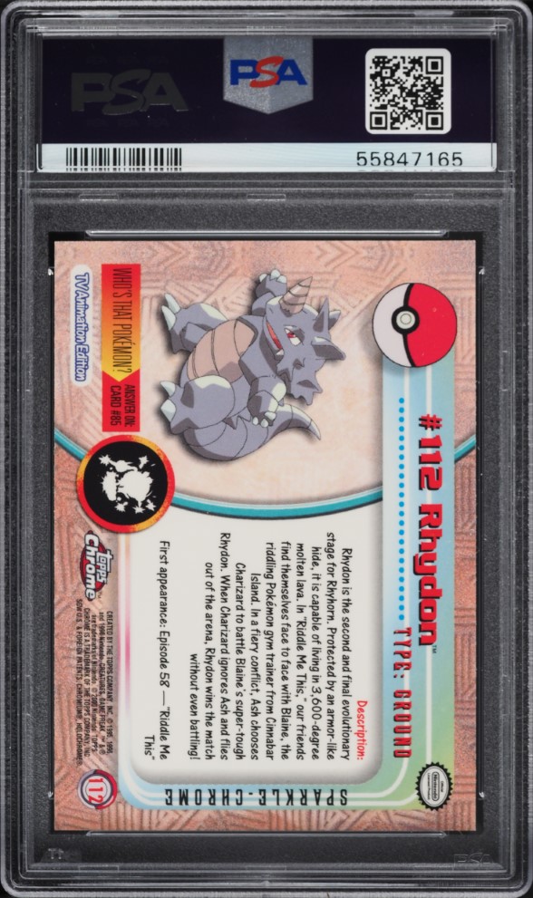 2000 Topps Chrome Pokemon Series 2 Sparkle Rhydon #112 PSA 10 GEM MINT