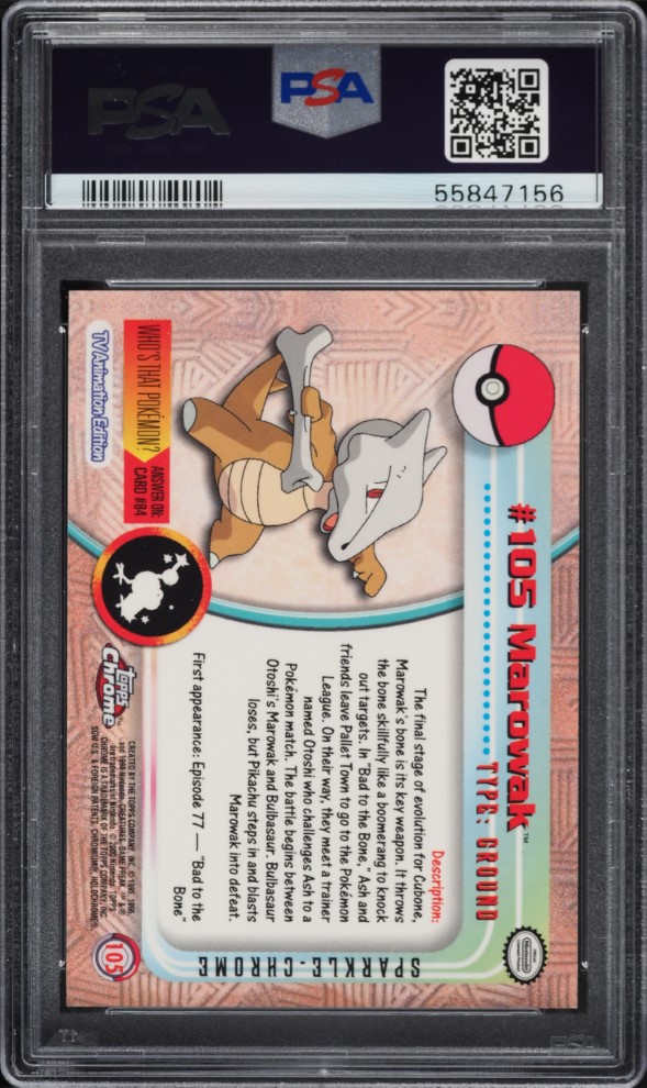 2000 Topps Chrome Pokemon Series 2 Sparkle Marowak #105 PSA 10 GEM MINT