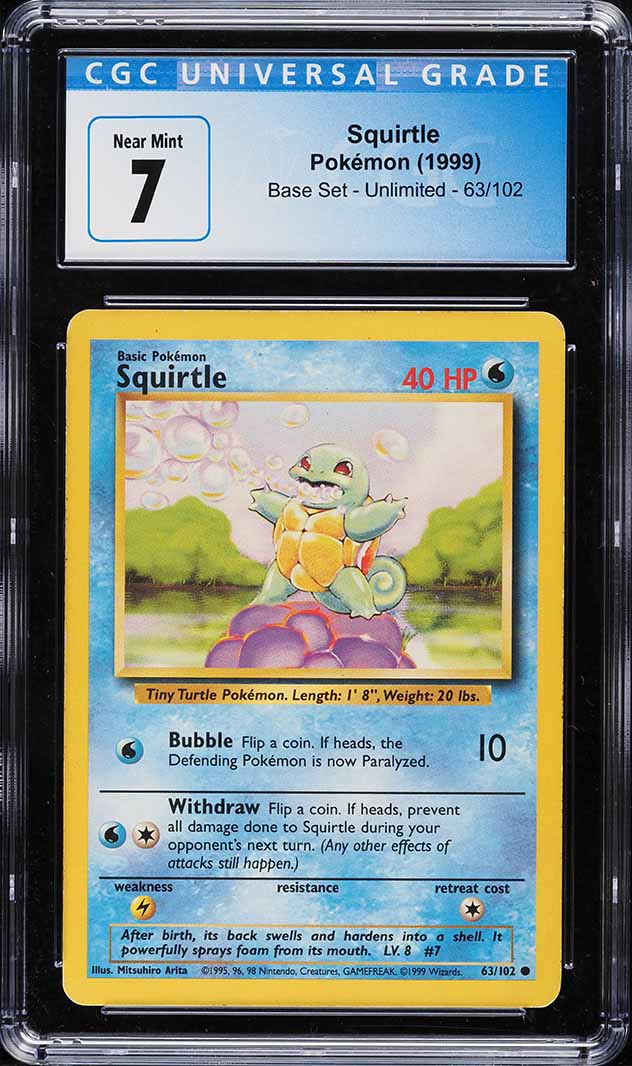 1999 Pokemon Base Set Squirtle #63 CGC 7 NRMT