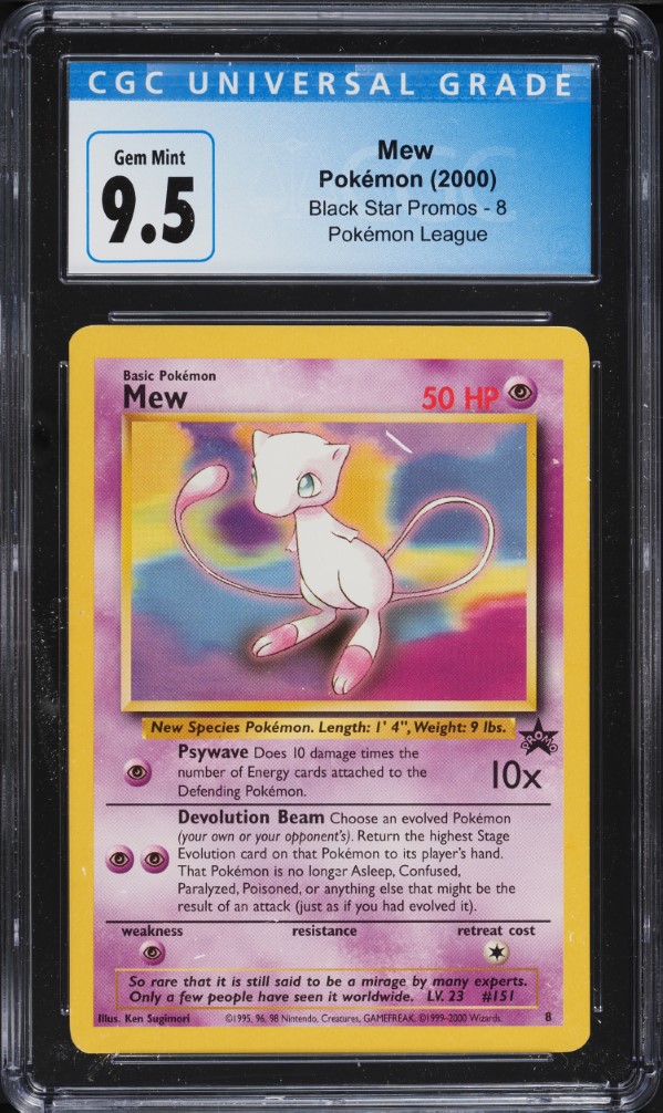 2000 Pokemon League Black Star Promo Mew #8 CGC 9.5 GEM MINT on