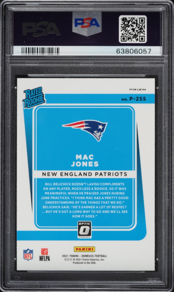 2021 Donruss Optic Preview Holo Mac Jones ROOKIE #P255 PSA 8 NM-MT