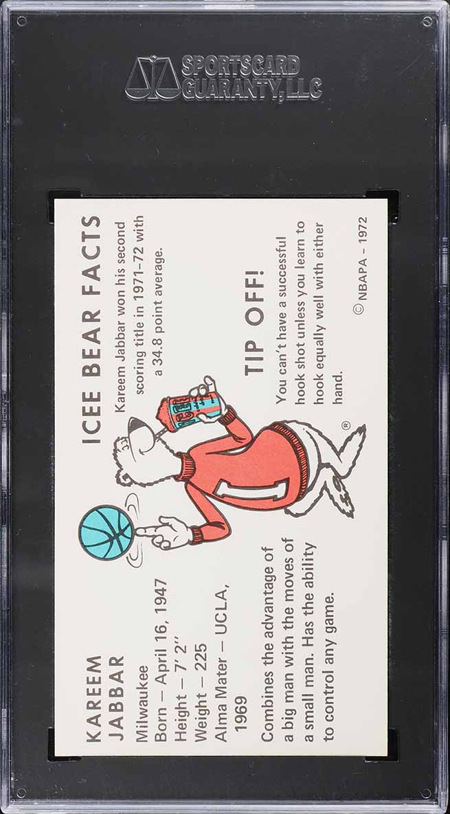 1972 Icee Bear Kareem Abdul-Jabbar SGC 7.5 NRMT+