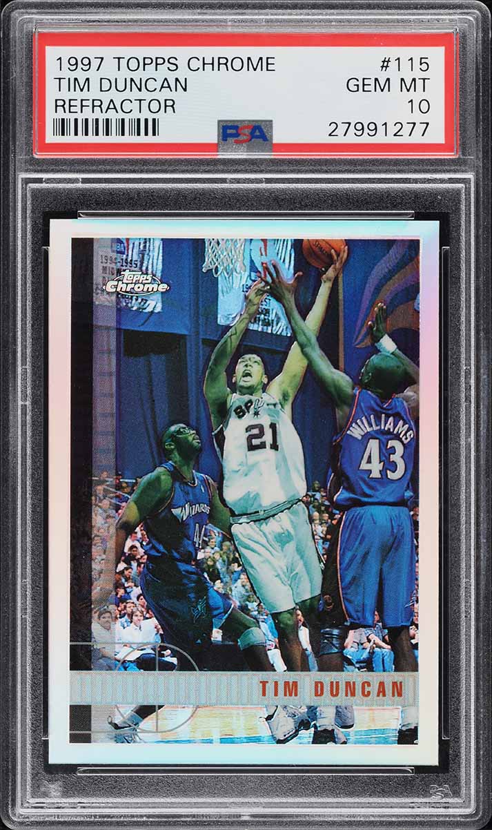 1997 Topps Chrome Refractor Tim Duncan ROOKIE #115 PSA 10 GEM MINT