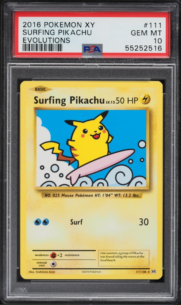 2016 Pokemon XY Evolutions Surfing Pikachu #111 PSA 10 GEM MINT