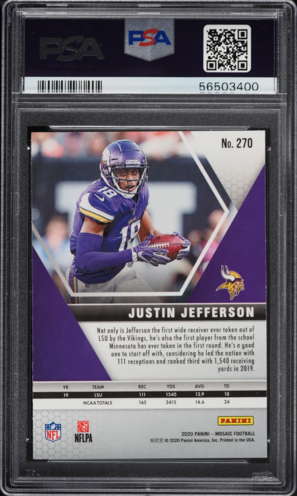 2020 Panini Mosaic Justin Jefferson ROOKIE #270 PSA 9 MINT