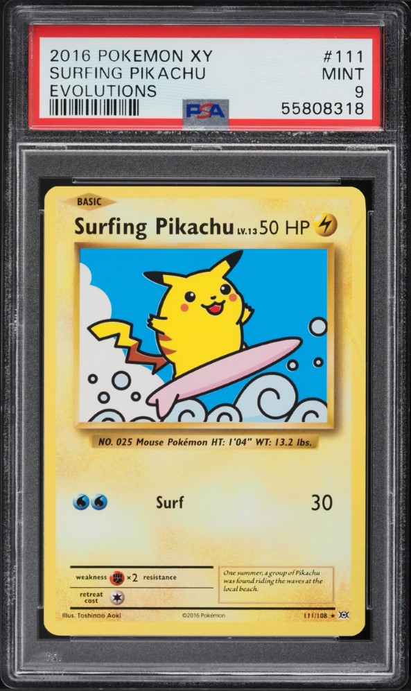 2016 Pokemon XY Evolutions Surfing Pikachu #111 PSA 9 MINT